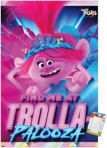Vista 10 de Trends International Trolls: Band Together - Póster de pared de amapola, 22.4 pulgadas de largo x 14.7 pulgadas, versión enmarcada de madera