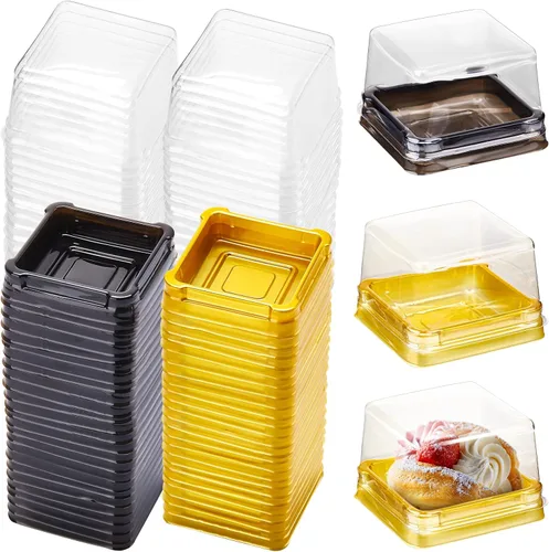 Vista 7 de 400 recipientes transparentes de postre para cupcakes con tapas, caja individual para cupcakes, caja de plástico para tartas, cajas individuales