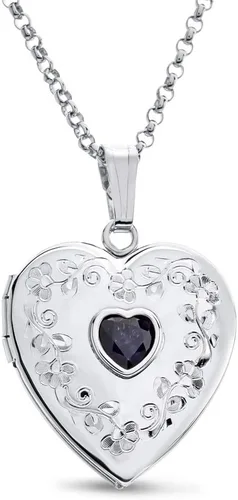 Vista 4 de FJC Finejewelers Sterling Silver Birthstone Locket Pendant Necklace Aguamarina (Aquamarine)