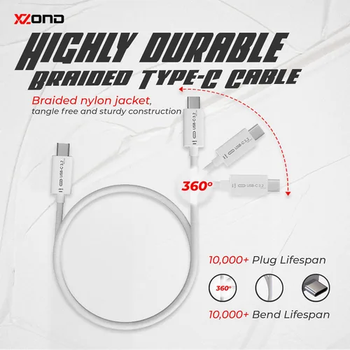 Vista 7 de Cable USB C a C 3.2 Gen 2x2 - Transferencia de datos de 20 Gbps - Video de monitor HDR 4K 60Hz - Carga PD de 100 W - Compatible con Thunderbolt
