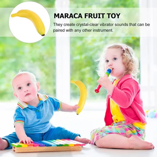 Vista 4 de Martillo de arena de plátano fresa para niños Maracas musical arena agitador ruidoso educación temprana instrumentos musicales para niños o recién