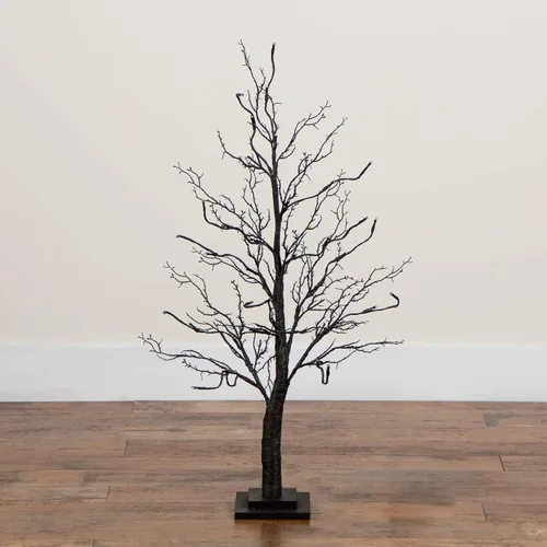 Vista 10 de Nearly Natural Árbol artificial de ramita negra de lujo preiluminado de 3 pies con 36 luces LED naranjas y moradas