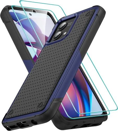 Vista 33 de Jeylly para Moto G Stylus 5G 2021 Funda con [2 Pack] Protector de Pantalla de Vidrio Templado, Protección Grado Militar Anti-Arañazos, Funda A