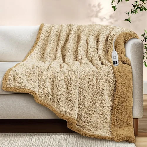 Vista 18 de Heated Blanket Electric Blanket Queen - Fast Heating Blanket Throw Dual Control Double Sided Sherpa with 10 Heating Levels & 2-10 Hours Auto Off