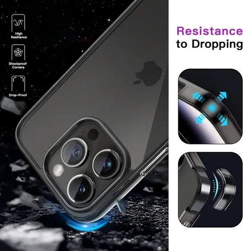 Vista 6 de JETech - Funda para iPhone 14 Pro de 6.1 pulgadas, cubierta a prueba de golpes sin amarillamiento, parte trasera transparente antiarañazos (negro)