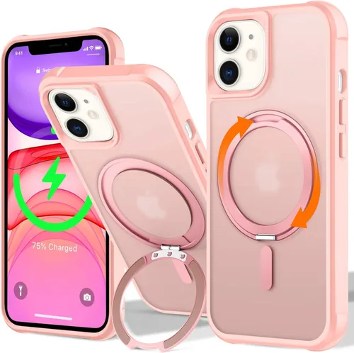 Vista 130 de UMIONE - Funda con diseño de anillo magnético giratorio de 360° para iPhone 11, soporte de bucle invisible integrado, compatible con Magsafe, funda