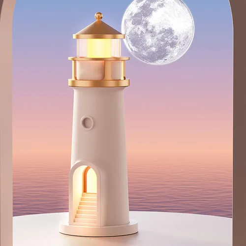 Vista 6 de Zunate Lámpara de luna proyector de luces nocturnas con sensor de movimiento, lámpara de faro de luna, lámpara de mesa LED recargable para niños