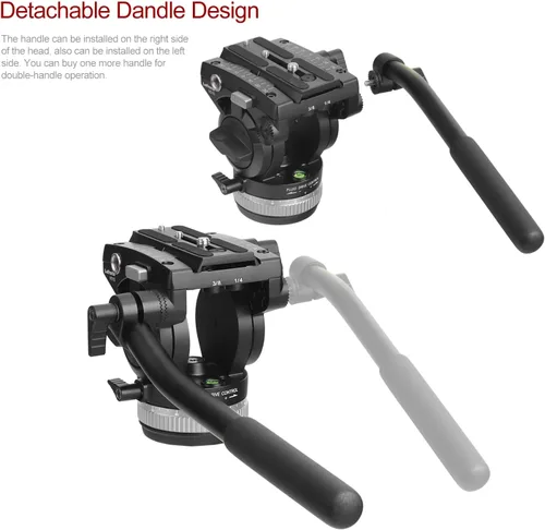 Vista 6 de Cabeza fluida de 2.953 in Base de trípode con mango Placa de liberación rápida resistente para cabezal de video Manfrotto, carga de hasta 33 libras