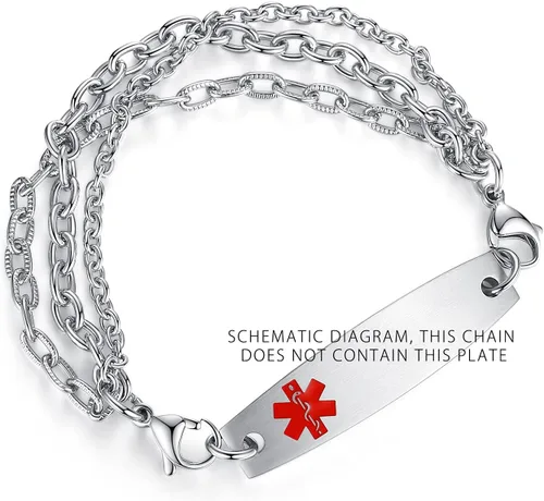 Vista 17 de LinnaLove Cadena intercambiable de acero inoxidable para pulseras de identificación de alerta médica para mujeres y hombres