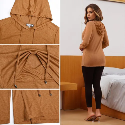 Vista 159 de GINKANA Sudadera con capucha para mujer, manga larga, lactancia materna, ropa casual
