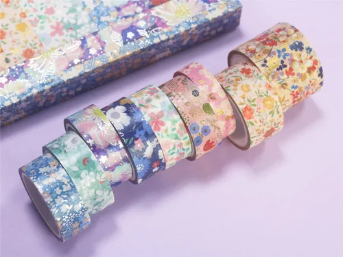 Vista 8 de YUBBAEX Mystic Gold Washi Tape Set - Cinta adhesiva decorativa ancha de lámina plateada para artes, manualidades DIY, suministros para diarios