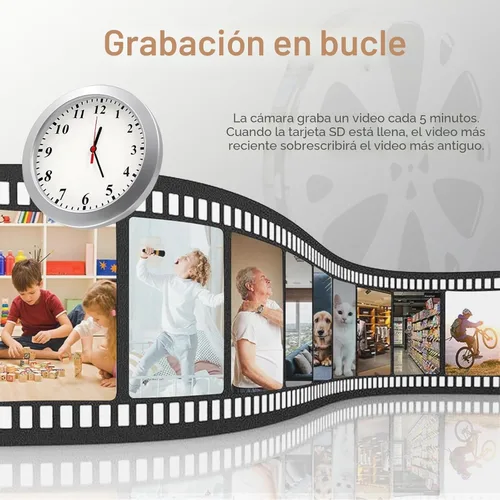Vista 4 de Nanny Cam 1080P HD Reloj Cámara Oculta Detección de Movimiento Grabación en Bucle Pequeña Cámara de Video para Oficina, Cámara de Seguridad
