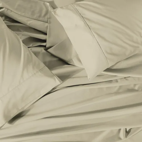 Vista 9 de Royal Tradition Cool and Crisp Percale Cotton 4pc Sheet Set (Full Size, Blue) Made in USA Breathable Classic Bed Sheets