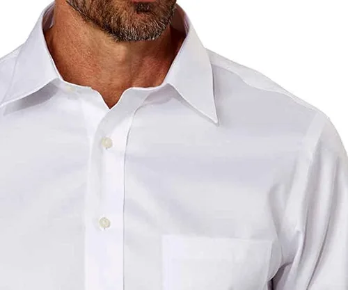 Vista 3 de Kirkland Signature - Camisa de vestir para hombre, 100% algodón, ajuste a medida, color blanco, 16 x 35, Blanco