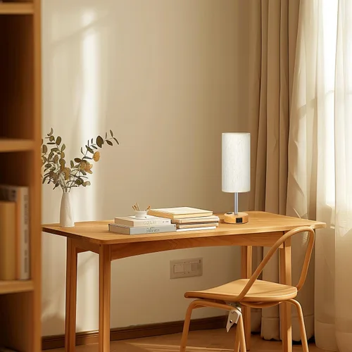 Vista 5 de Fenmzee Juego de lámparas de mesa pequeñas táctiles regulables de 2 a 3 vías, carga USB A + C, salida de CA, base de grano de madera, bombillas