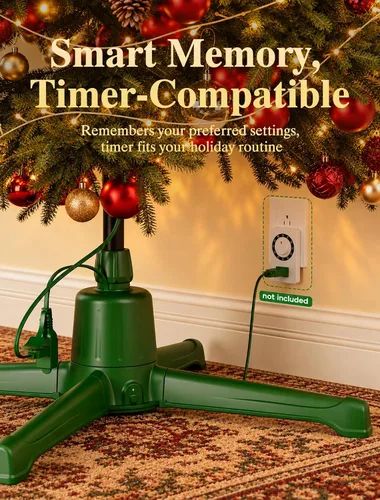 Vista 8 de HOPOCO Soporte giratorio para árbol de Navidad con control remoto Verde Oscuro