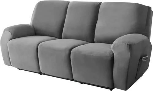 Vista 9 de Funda de terciopelo para sofá reclinable con abertura, funda elástica para sofá reclinable, funda elástica para muebles antideslizantes con parte