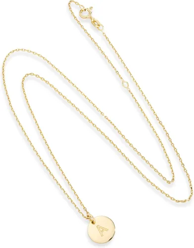 Vista 2 de Miabella 925 Sterling Silver or 18K Yellow Gold Over Silver Round Initial Pendant Necklace for Women 18 to 20 Inch Chain, Dainty Letter Necklace