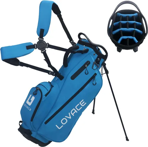 Vista 9 de Bolsa de golf de 14 vías, bolsas de golf ligeras con soporte para hombres y mujeres Negro