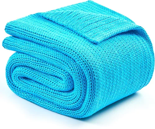 Vista 12 de L'AGRATY Manta de punto con peso, 48 x 72 pulgadas, 12 libras, manta pesada de punto grueso refrescante para adultos, manta de ganchillo trenzado