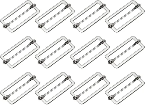 Vista 6 de uxcell Hebillas deslizantes, ajustador rectangular de metal, hebillas de pasador de rodillo, ajustador de correa deslizante para cinturón
