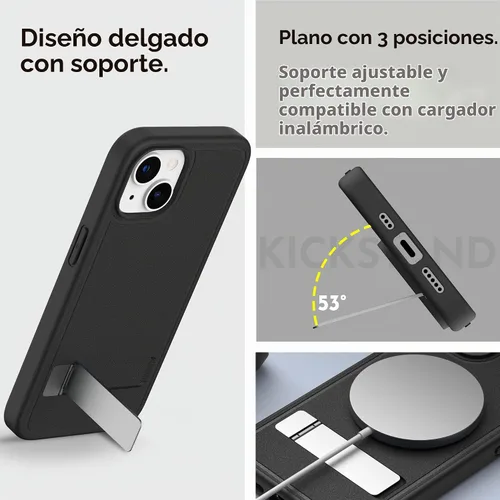 Vista 3 de Funda magnética para iPhone 14 Plus de 6.7 pulgadas (2022), soporte delgado con protector de pantalla compatible con Magsafe a prueba de golpes Negro