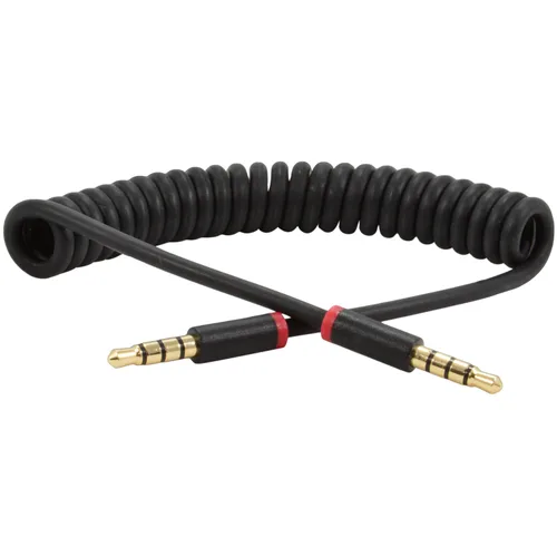 Vista 3 de Cable auxiliar de audio estéreo de 0.138 in en espiral de resorte, chapado en oro (3 pies)
