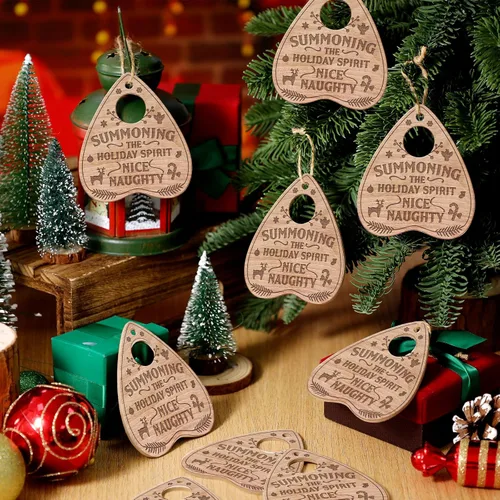 Vista 2 de Kajaia 12 piezas de adorno de Navidad con texto en inglés "Summoning the Holiday Spirit", regalo de Ouija, decoración de Navidad de Navidad