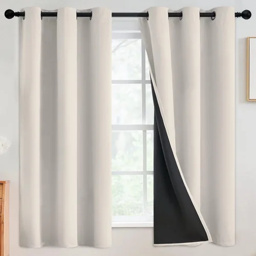 Vista 100 de SimpleHome - Cortinas opacas 100% para recámara, cortinas de ventana con ojales beige, con aislamiento térmico, cortinas de oscurecimiento