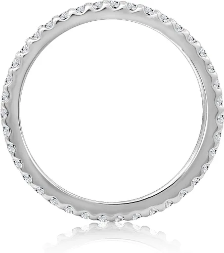 Vista 2 de Tienda Essentials Platinum or Gold Plated Sterling Silver All-Around Band Ring set with Round Infinite Elements Cubic Zirconia
