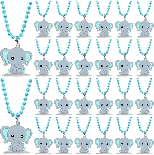 Vista 8 de CiciBear Paquete de 72 recuerdos de fiesta de elefante con llaveros de elefante azul bebé, etiquetas de agradecimiento y bolsas de regalo