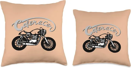 Vista 3 de American Cafe Racer Motorcycle Apparel and Merch Cafe Racer Biker Men Women Adult Teens Boys Girls Kids Youth Throw Pillow, 16x16, Multicolor