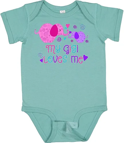 Vista 35 de inktastic My Gigi Loves Me - Body lindo de elefantes para bebé 0020 Blanco