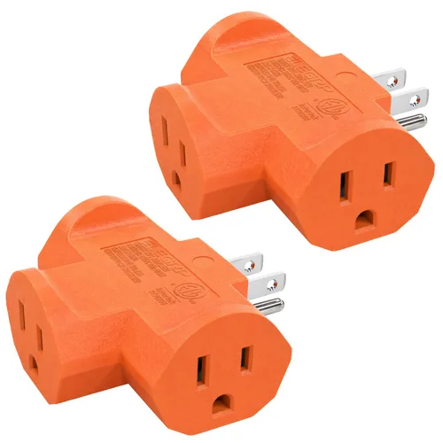 Vista 11 de ELEGRP Extensor de Energía de Servicio Pesado de 3 Clavijas a Triple Toma en Dirección T, Extensor de Toma de Pared Multidireccional con Conexión a