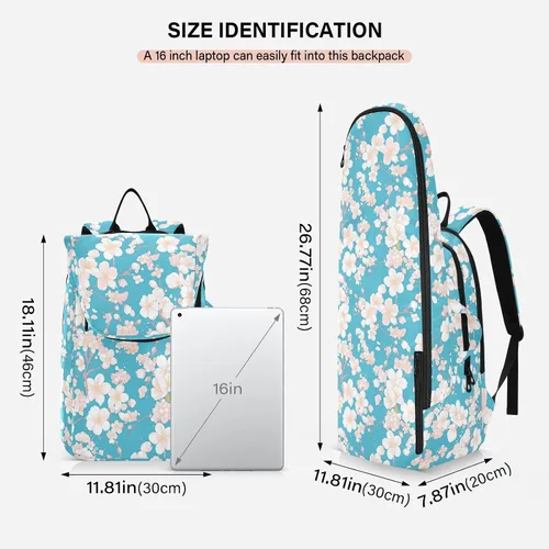 Vista 3 de Tennis Badminton Racket Bags Breathable Pink Blue Flowers 2 Rackets Tennis Racket Cover Bag with Protective Pad for Women, Men, Teenagers raquetas