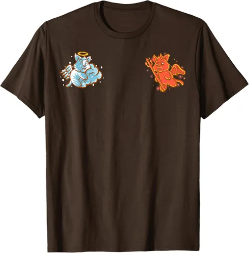 Vista 61 de Camiseta de gato ángel y diablo sentado en tu hombro Nerd Kitten, Negro