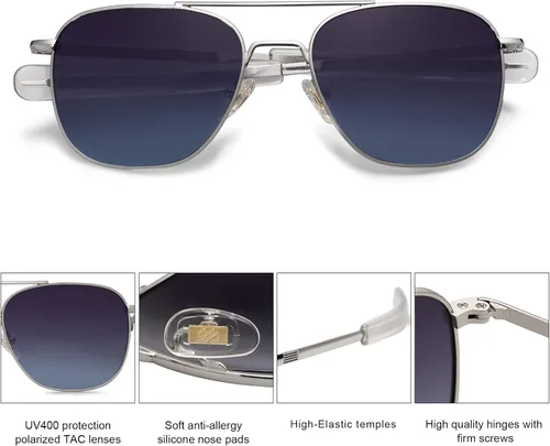 Vista 2 de SOJOS Gafas de sol polarizadas cuadradas pequeñas de aviador para mujeres y hombres clásicas de doble puente aviadores SJ1179
