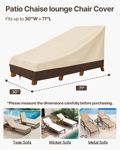 Vista 2 de Vailge Funda impermeable para tumbona de patio, 600D resistente al aire libre, fundas para muebles de patio, resistentes a los rayos UV, paquete