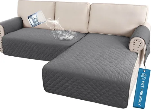 Vista 18 de H.VERSAILTEX Fundas de sofá para sofá seccional, 2 piezas, funda de sofá en forma de L, 100% impermeable y lavable, protector de sofá para perros