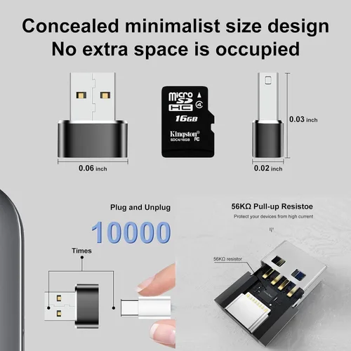 Vista 6 de Paquete de 10 adaptadores USB a USBC, adaptador USB A a C, adaptadores USB-A a USB-C, convertidor de cable USB a USBC para iPhone 15, iPad Pro Gris