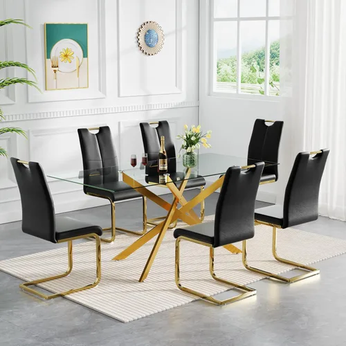 Vista 72 de HomVent Juego de mesa de comedor redonda de vidrio de 3 piezas, juego de mesa de cocina de vidrio redondo para 2 personas con 2 sillas de comedor