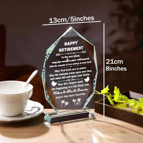 Vista 3 de Regalos de jubilación Qianwei para mujeres y hombres 2025 para compañeros de trabajo - Regalo de despedida en 3D de cristal para compañeros