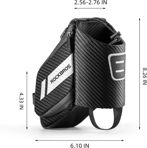 Vista 5 de Bolsa de sillín de bicicleta ROCKBROS con soporte para botella de agua, bolsa de bicicleta bajo el asiento, impermeable para bicicleta de carretera