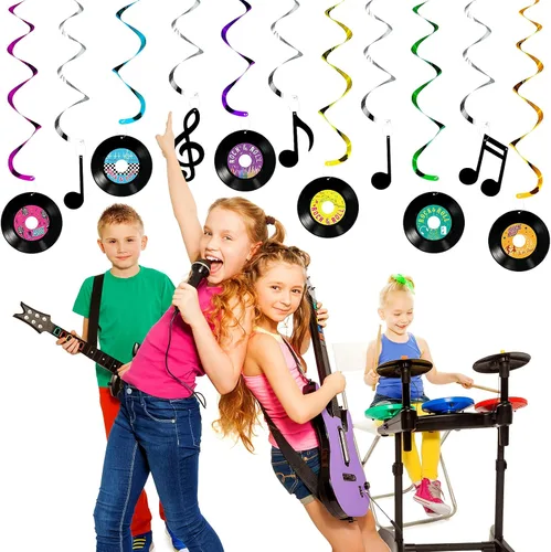 Vista 6 de 24 piezas de registro de notas musicales colgantes, registro de remolinos y música, letrero de decoración de pared con remolinos colgantes
