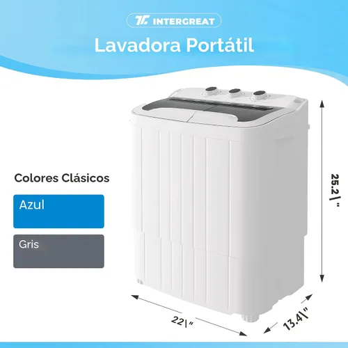 Vista 3 de Lavadora portátil, lavadora portátil de 18 libras con ciclo de centrifugado y secadora, lavadora semiautomática combinada para dormitorios