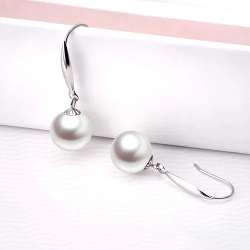 Vista 5 de Collares con dije de perlas de oro blanco de 18 quilates con cadena de 14 quilates 18 pulgadas aretes de perlas de oro de 18 quilates para mujer