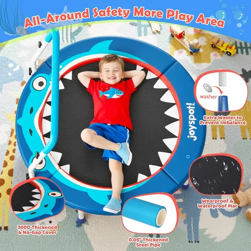 Vista 8 de 36-Inch Toddler Trampoline with Foam Handle, 3FT Foldable Mini Rebounder