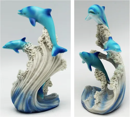 Vista 2 de George S. Chen Imports SS-G-90085 - Figura decorativa con diseño de tres delfines de vida marina