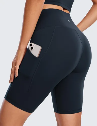 Vista 2 de CRZ YOGA Women's Butterluxe Biker Shorts 8 Inches - High Waisted Workout Yoga Shorts Side Pockets Volleyball Buttery Soft