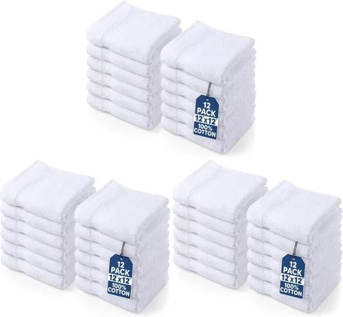 Vista 12 de Paños Utopia Luxury de 100% algodón ringspun y de cuidado fácil para máxima suavidad y absorción. Paquete de 12 (13 in x 13 in) Highly Absorbent